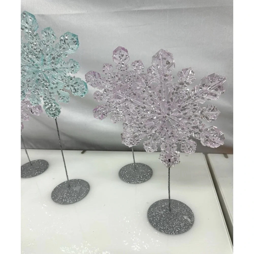 Decorative snowflakes with plastic and rhinestones party,Christmas NY Set of 5